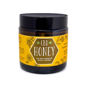 Frasco de CBD Honey de Grupo Relax, una mezcla natural de miel, CBD y ginseng para el bienestar diario.