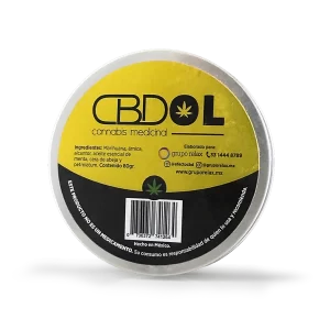 Envase de CBDol de Grupo Relax, bálsamo natural con CBD y aloe vera para el alivio del dolor muscular y articular.