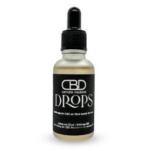 Frasco de Drops 1000 de Grupo Relax, suplemento de alta concentración con 1000 mg de CBD para un alivio potente y efectivo.