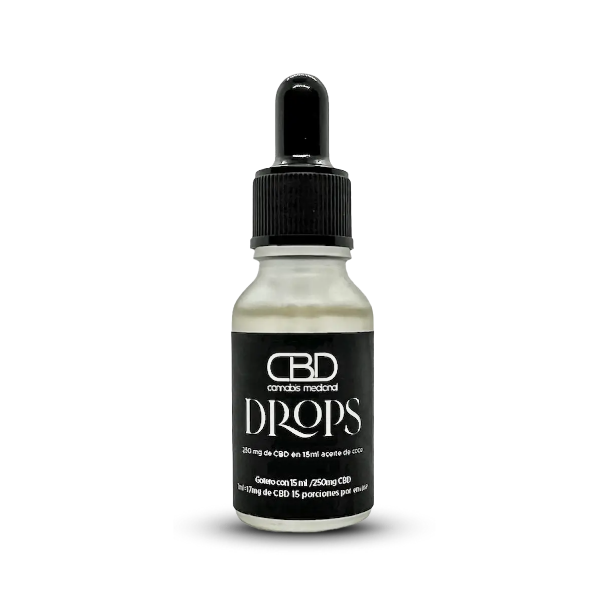 Frasco de CBD Drops 250 de Grupo Relax, suplemento con 250 mg de CBD para un alivio suave y beneficios diarios.