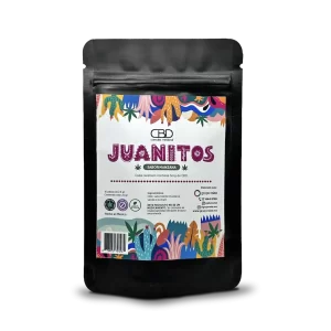 Envase de Juanitos Manzana de Grupo Relax, caramelo con CBD para aliviar el insomnio leve y disfrutar de un descanso reparador.